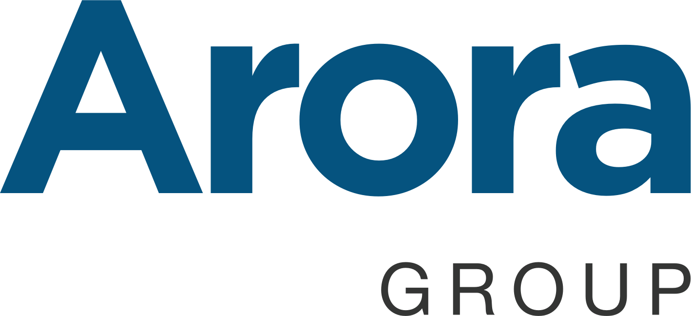 The logo for arora group.