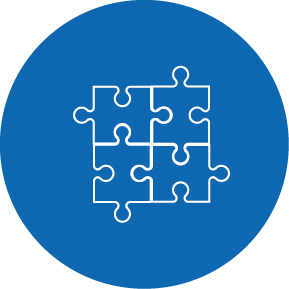 A puzzle piece icon in a blue circle.