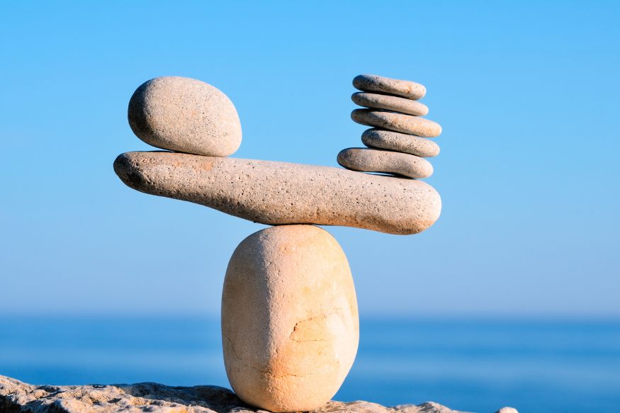 A stack of stones balanced on top of each other.
