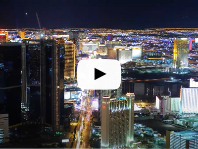 An aerial view of a city at night.