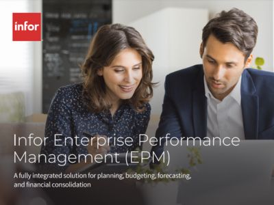 A photo of work colleagues with Infor Enterprise Performance Management (EPM) text.