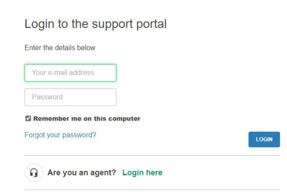 Login to the support portal thumbnail.