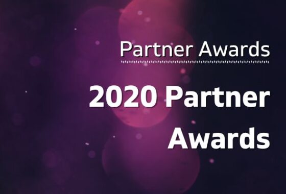 The 2020 partner awards logo on a purple background.