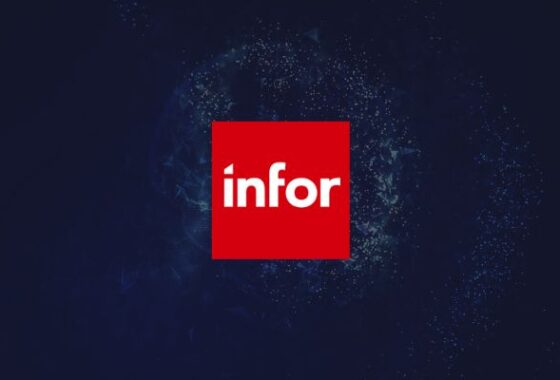The infor logo on a dark blue marbled background.