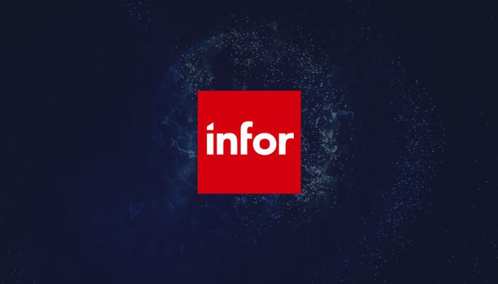 The infor logo on a dark blue marbled background.